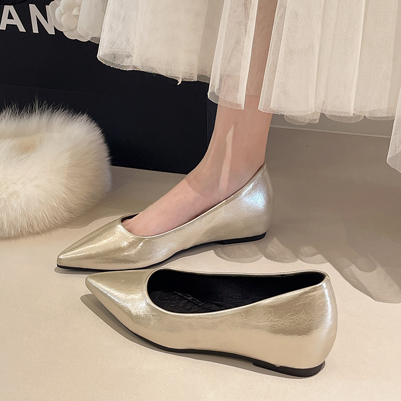 Silver champagne pointed-toe luxury shoe